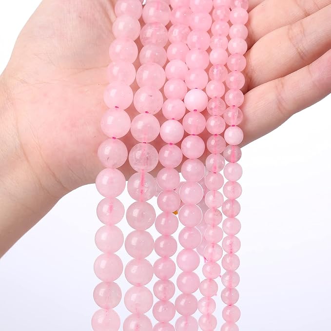 10mm 38PCS Natural Rose Quartz Beads Pink Energy Crystal Round Loose Beads for Jewelry Making DIY Bracelets 15" 38pcs