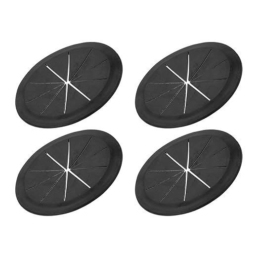 PATIKIL Desk Grommet 3-3/16", 4 Pcs Round Cable Grommet Cord Hole Cover with Adhesive Tape Flexible Table Wire Organizer for Office Home Table Countertop, Black