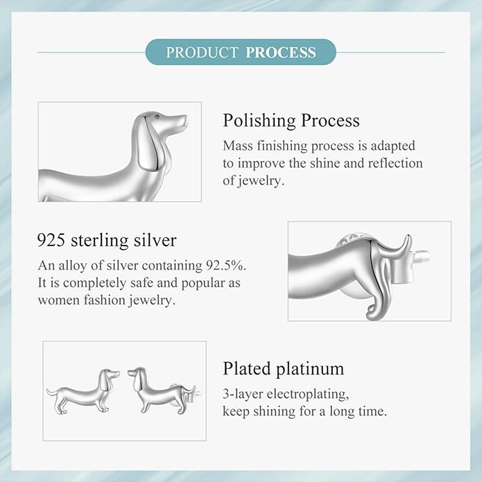 S925 Sterling Silver Stud Earrings for Women, Animal Cat & Dog Studs and Minimal Teardrop Ear Climber, Hypoallergenic Earrings for Sensitive Ears, Gift Box Included