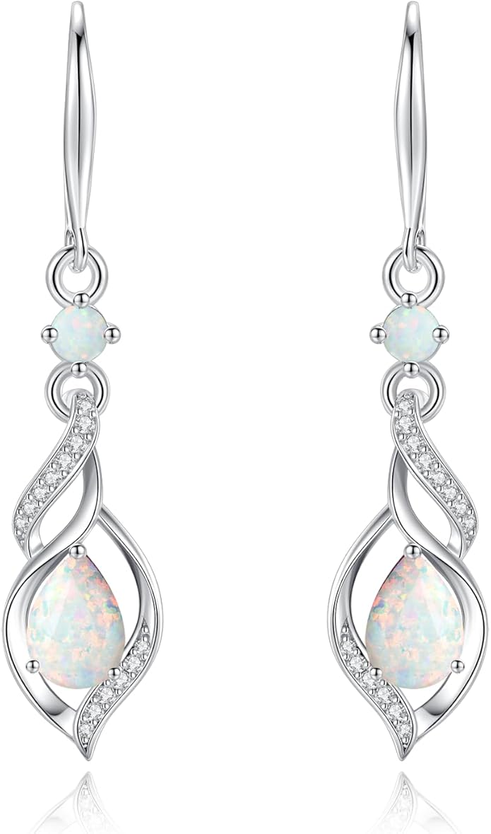 FANCIME Gift for Women Birthstone Dangle Earrings for Her Teardrop Birthstone Earrings S925 Sterling Silver infinity Love Birthday Gifts for Mom Women