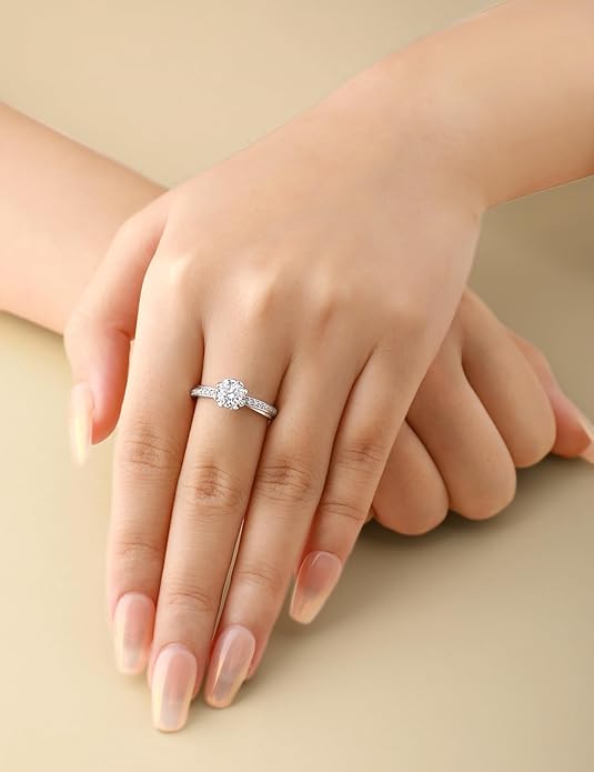 Elspeth 925 Sterling Silver Engagement Ring for Women Oval/Radiant/Pear/Princess/RoundCut Cubic Zirconia Promise Ring Size 4-10