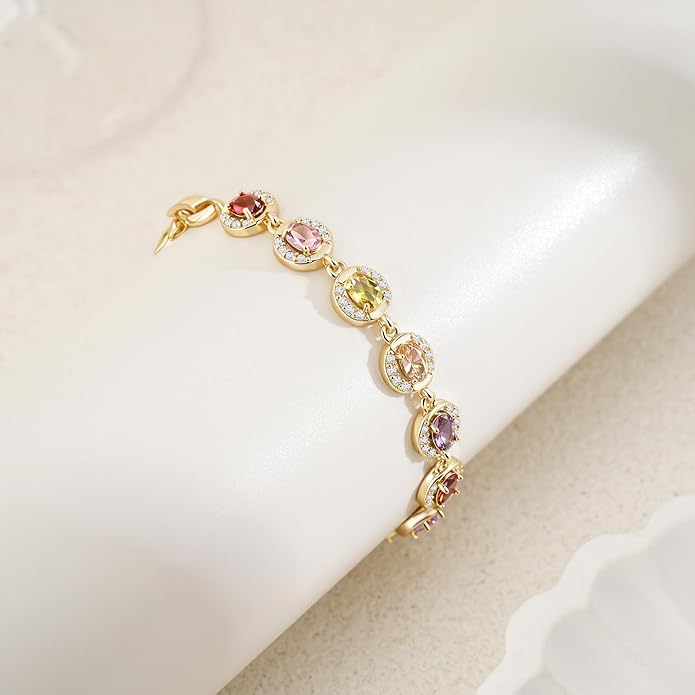 Tennis Bracelet for Women 14K Gold Plated Cubic Zirconia Bracelet,Classic Crystal Tennis Bracelet, Rhinestone Delicate Bracelet Gift for Her
