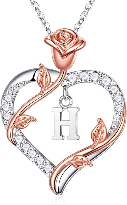 Iefil Valentines Day Gifts for Her - 925 Sterling Silver Heart Initial Necklace, Anniversary Birthday Gifts for Women, Jewelry Gift for Wife Girlfriend