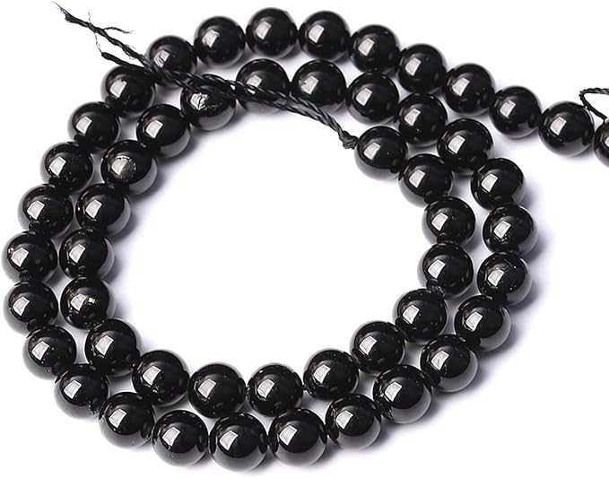 8MM 45PCS Natural Black Tourmaline Gemstone A Grade Beads for Jewelry Making DIY Bracelet Crystal 1 Strand
