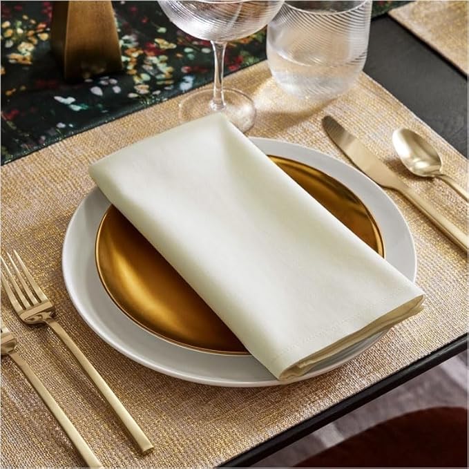 TARAN LIVING Solid Napkin Set Dinner Table Thick Cotton Washable Perfect for Dining Table Cloth Dinner Napkin Sets for Gifting Cotton Table Decor & DIY - Off White, Pack of 4 18x18 Inchs