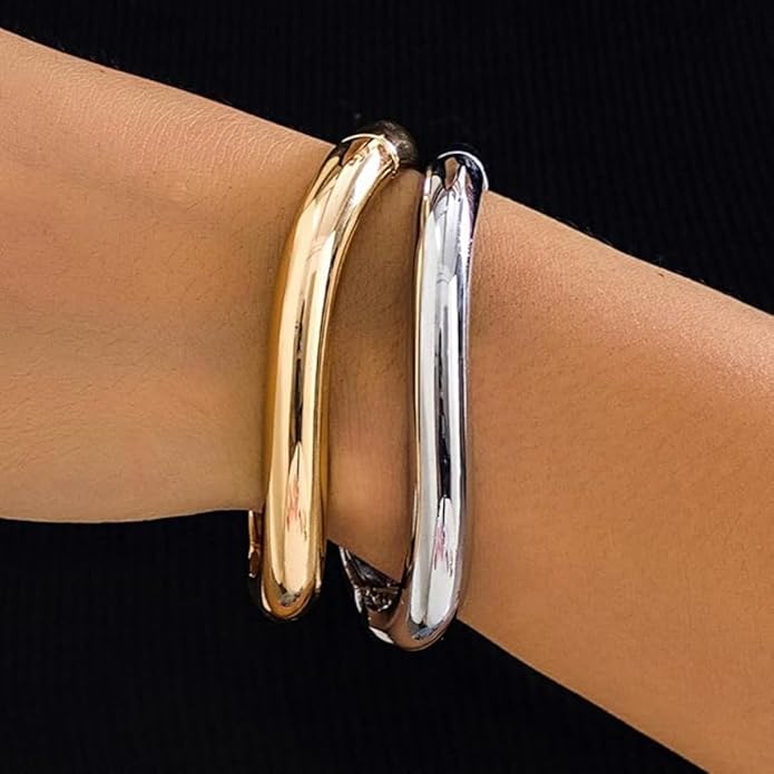 Gold/Silver Cuff Bangle Bracelets For Women Chunky Waterdrop Twisted Hinged Bangle Bracelets Minimalist Arm Cuff Bracelet Jewelry Gifts