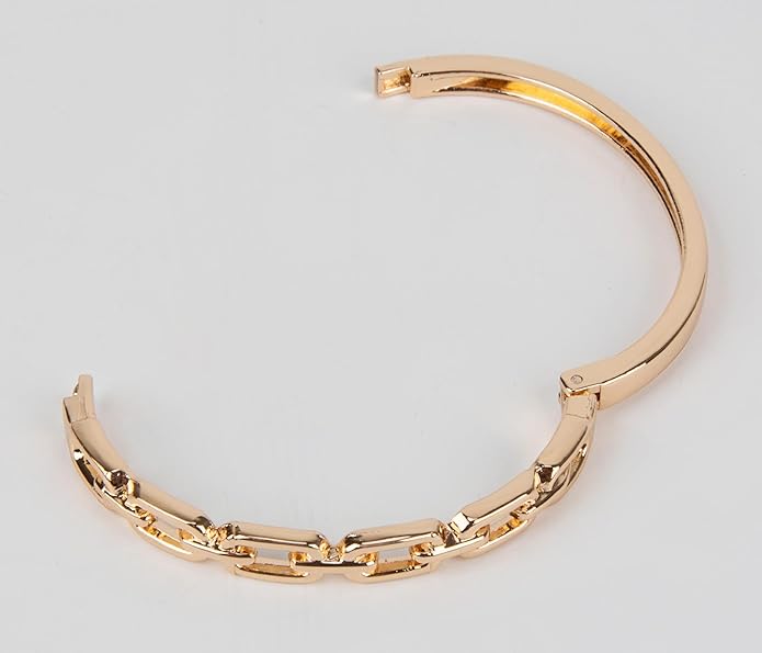 SPUNKYsoul Chain Link Buckle With Rhinestones Cuff Bracelet in Gold, Silver Rose Gold and Gun Metal for Women