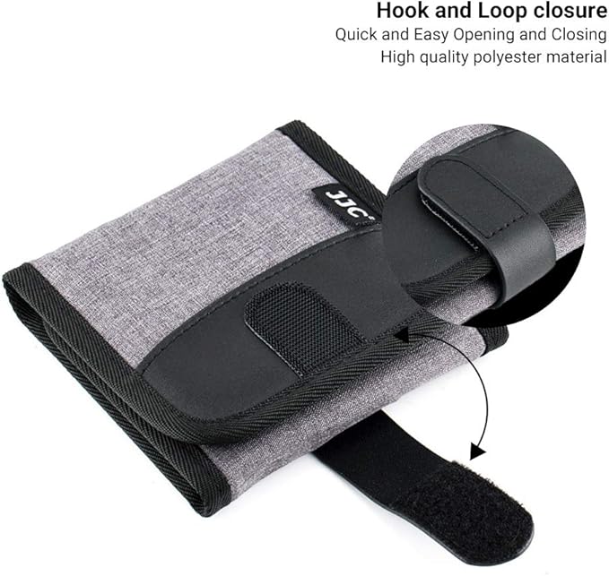 3 Pockets Camera Filter Case for Filter Up to 82mm (fits 82mm 72mm 67mm 62mm 58mm 55mm 52mm 49mm 46mm 43mm 40.5mm 37mm) with Microfiber Cleaning Cloth,Belt Loop Design Compact Lens Filter Pouch Wallet