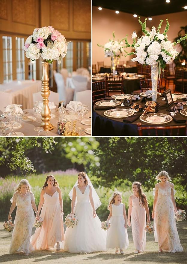 Kimura's Cabin 2Bouquets Fake Hydrangea Flowers Vintage Artificial Silk Flowers Bouquets 10Heads for Home Table Centerpieces Wedding Party Decoration (White, Pack of 2)