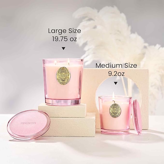 M&SENSE Natural Soy Candle | Saltwater Rose & Pink | 9.2 oz, 50H Burn Time | Luxury Scented Candle for Relaxation, Gifting, Home Décor | Ideal for Bedroom, Office, Party Ambiance
