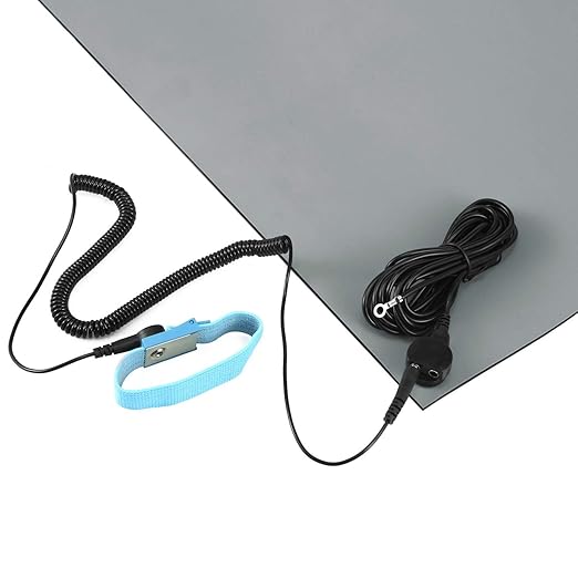 MWRF ESD Mat Kit with Wrist Strap and Grounding Cord - MWRF Source (18 Inches x 30 Inches x 0.12 Inch, Grey)