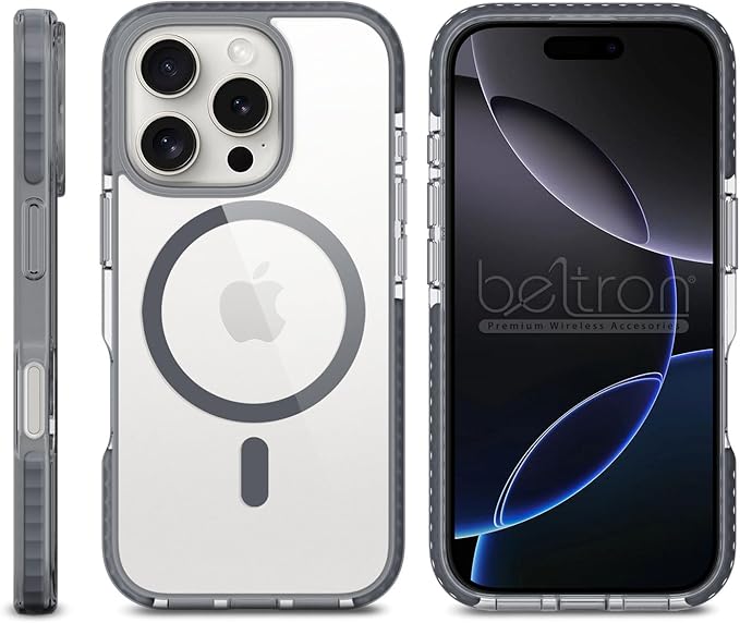 BELTRON Belt Case for iPhone 16 Pro Max, Slim Protective Transparent Case & Rotating Belt Clip Holster Combo (Compatible with MagSafe)