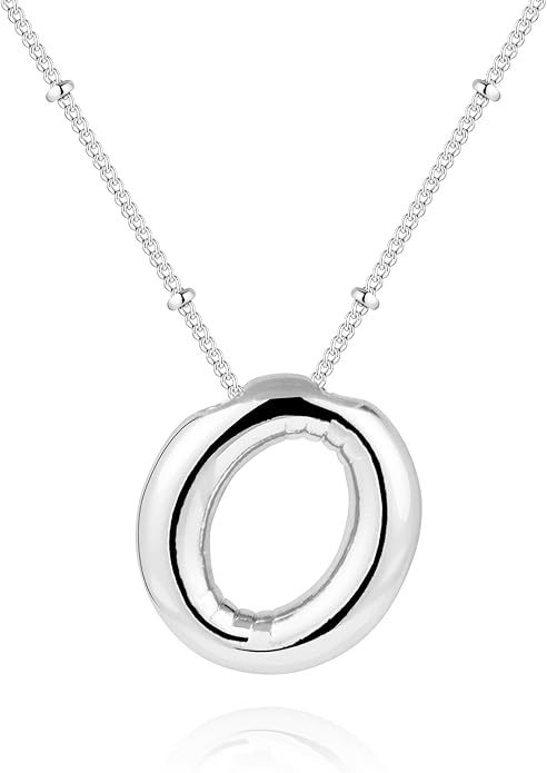 Inerney Valentines Day Gifts Gold Bubble Letter Necklace Initial Necklaces for Women, Chunky 14K Plated Balloon Initials, Trendy Charm Non Tarnish Custom Name Pendant Jewelry Gifts for Mom