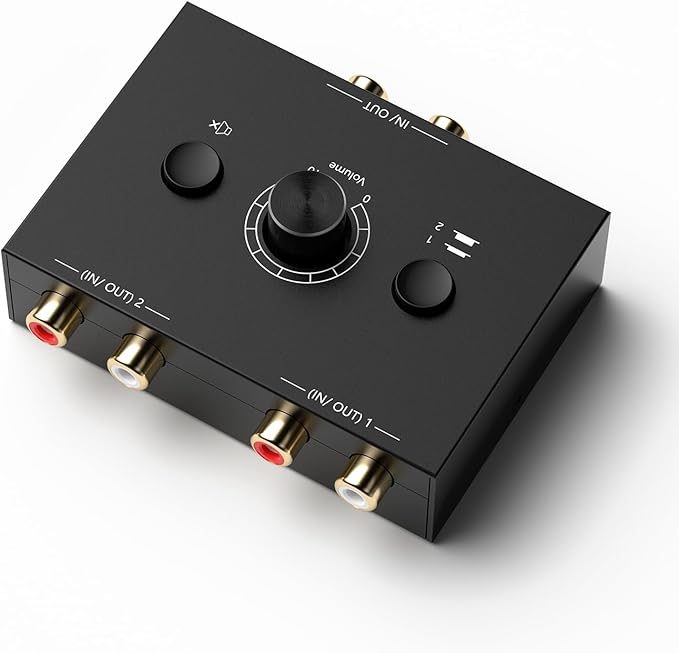 Y.D.F 2-Way Bi-Directional RCA Switch, HiFi AV L/R Sound Channel 1 in 2 Out or 2 in 1 Out, L/R Sound Channel Audio Switcher Splitter RCA Stereo Selector for DVD Stereo Speaker CD Player