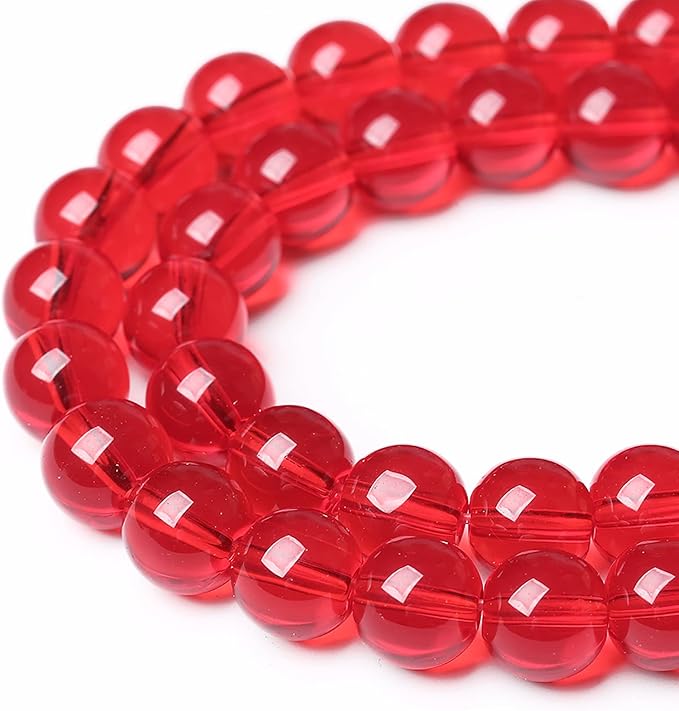 4mm 92pcs Garnet Red Glass Crystal Beads Natural Stone Beads for Jewelry Making Crystal Energy Healing Power Stone Beads DIY Bracelet Necklace Accessories (Red Glass, 4mm)