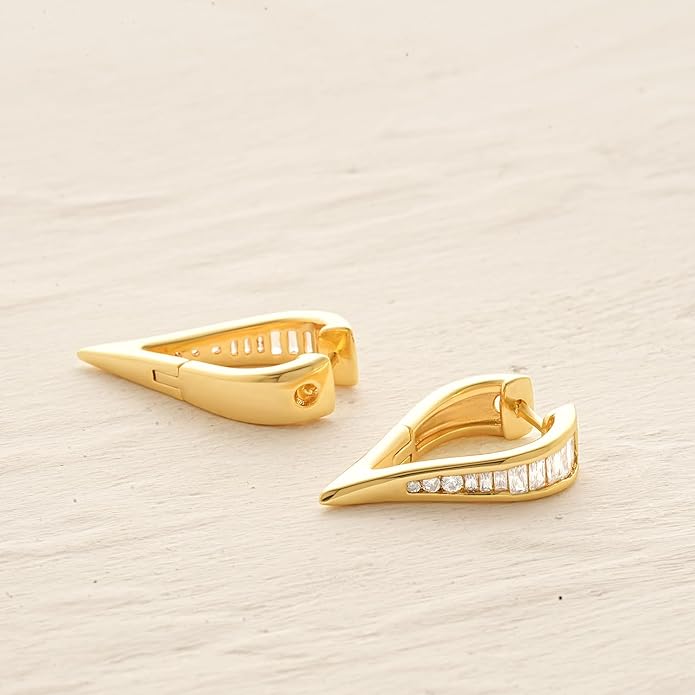 MYEARS Women Earrings Gold Huggie Hoop Ear Stud Cuff 14K Small Simple Hypoallergenic Everyday Jewelry