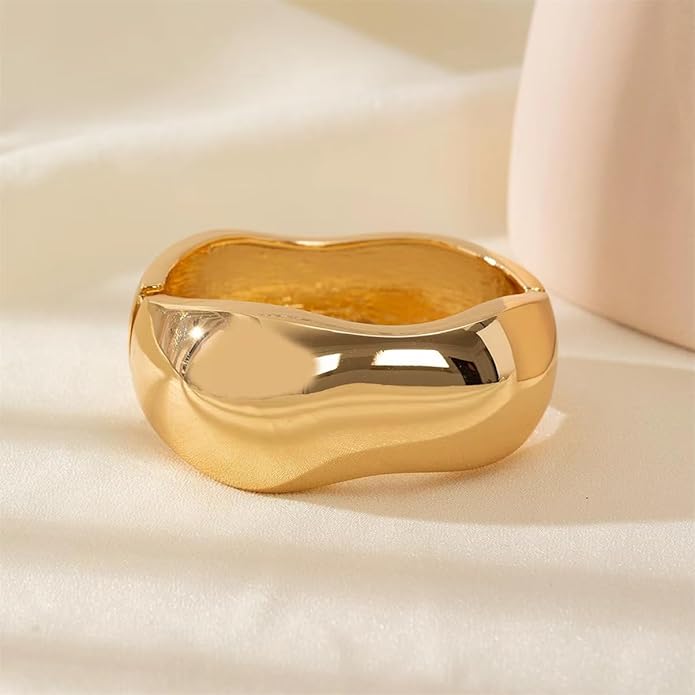 Gold/Silver Cuff Bangle Bracelets For Women Chunky Waterdrop Twisted Hinged Bangle Bracelets Minimalist Arm Cuff Bracelet Jewelry Gifts