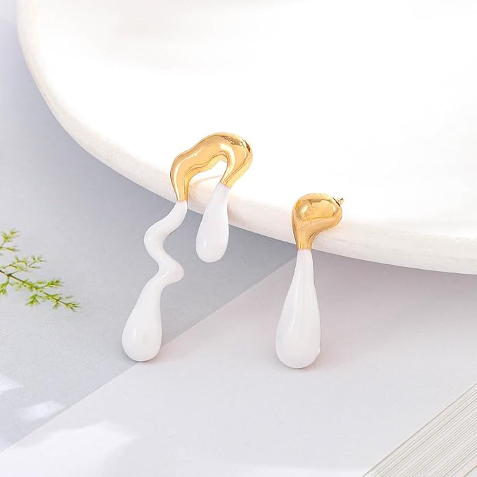 Teardrop Earrings Gold Palated Earrings Large Irregular Geometric Studs Big Lightweight Waterdrop Earrings Jewelry for Women