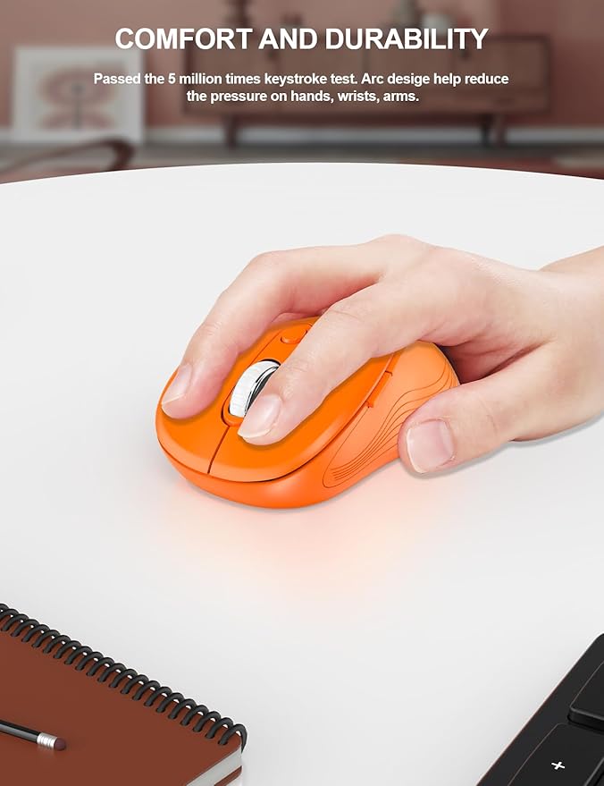 Trueque Wireless Mouse for Laptop, 2.4GHz Ergonomic Computer Mouse with Back & Forward Buttons, 3-Level DPI, 6 Buttons, Optical USB Cordless Mice for Windows Chromebook MacBook PC (Orange)