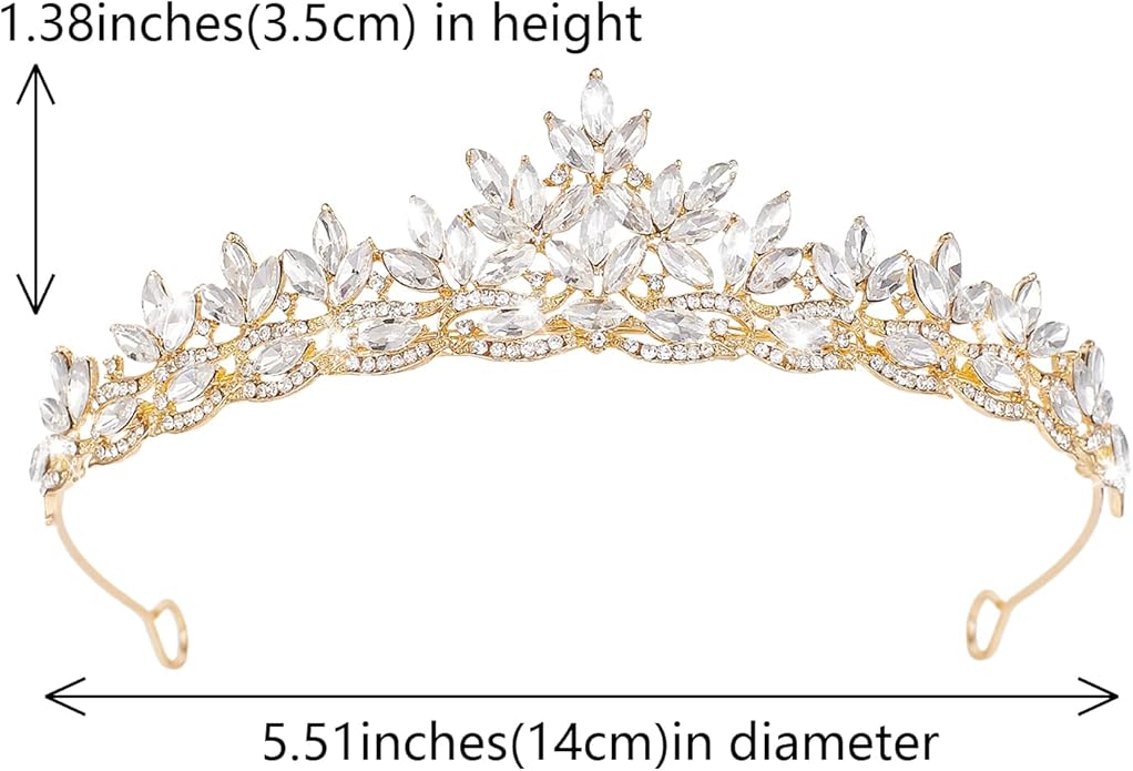 Crystal Tiaras & Crowns for Women, Bride Royal Queen Headband Princess Headpieces for Birthday Cake Crown & Prom Pageant Party