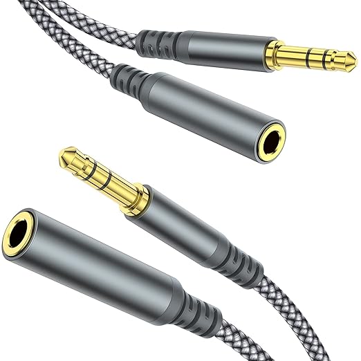MCSPER Headphone Extension Cable, [2-Pack, 3.3ft Hi-Fi ] 3.5mm Extension AudioMale to Female Aux Adapter Hi-Fi Sound Stereo Extender Cord for Headset, iPhone, iPad, Smartphones, Tablets & More (Grey)