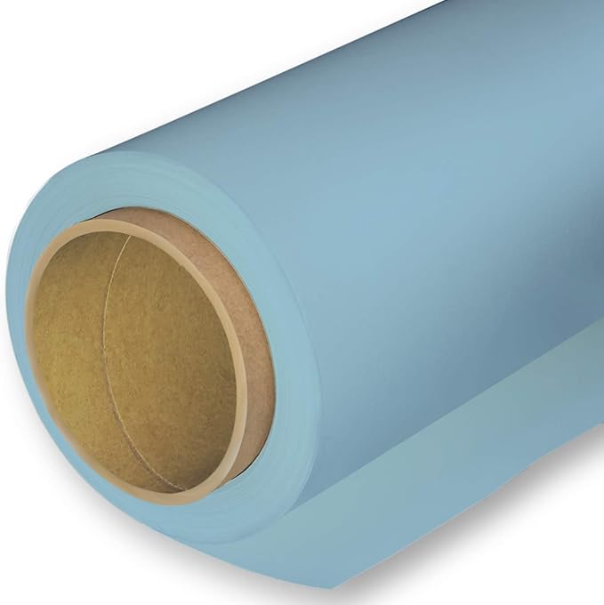 HuaMei Huamei Seamless Photography Background Paper, Photo Backdrop Paper #93 Arctic White (6.8x16 Feet, Sky Blue)