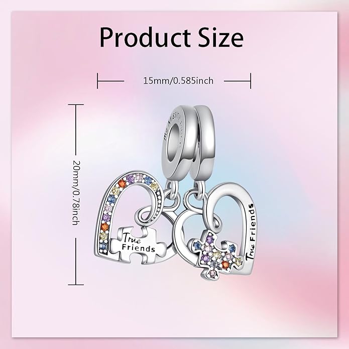 Bible Family Mom Wife Love Heart Dangle Charm 925 Sterling Silver Charms fits Bracelets and Necklace Pendant Bead Charms Jewelry Present for Women Family Friends