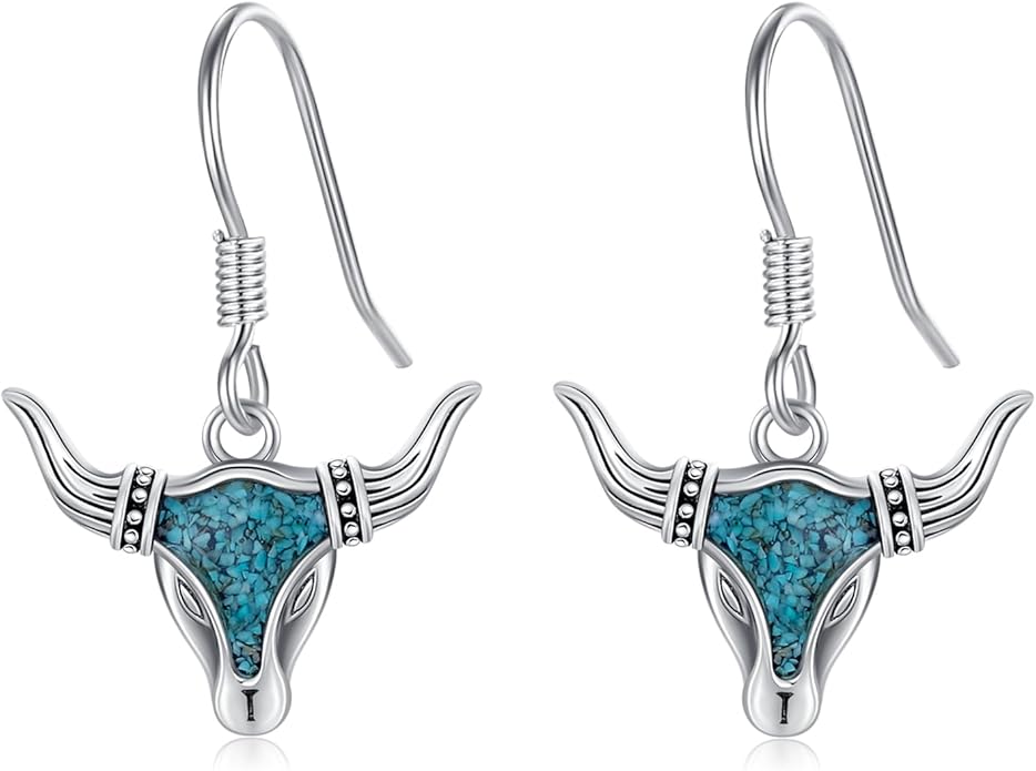 Western Earrings for Women 925 Sterling Silver Turquoise Western Country Dangle Drop Earrings Country Jewelry Gifts for Cowgirl Cowboy
