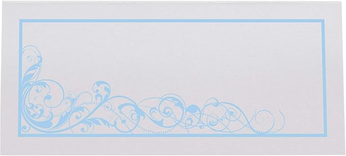 Scribble Vintage Swirl Printable Place Cards, Light Blue (Choose Color), Set of 150 (25 Sheets), Laser & Inkjet Printers - Wedding, Party, Dinner, and Special Events