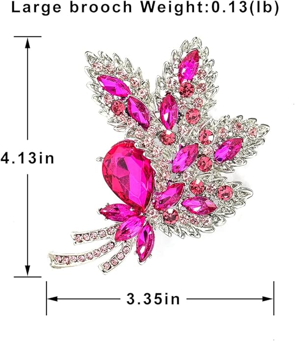 YOQUCOL Big Large Brooch Pin Austrian Crystal Leaf Shape Bouquet Rhinestone Scarf Decoration Wreath Cloth Brooches Pins For Women Girls