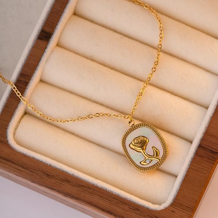 IBARA Women Gold Dianty Necklace Sun Crescent Moon Star Evil Eye Lock Lovely Heart Flower Butterfly Pearl Pendant Coin Necklaces 18K Gold CZ Diamond Filled Chain Boho Beach Simple Handmade Jewelry