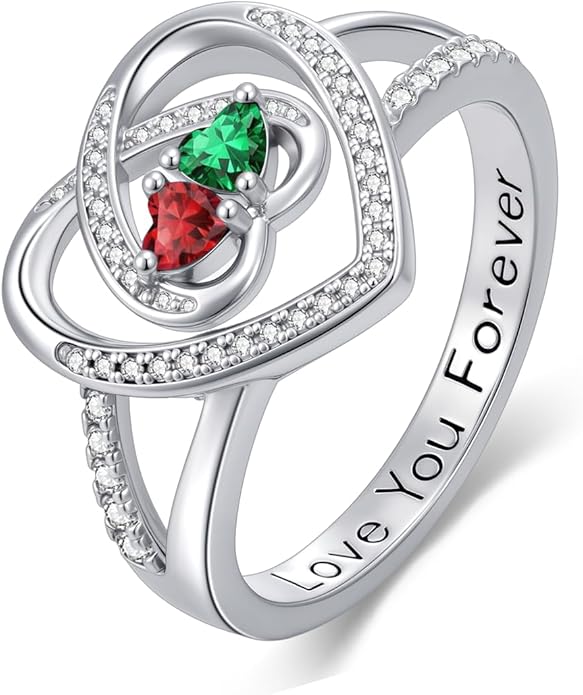 Valentine's Day Gifts for Women Birthstone Rings for Women Heart Statemet Engagement Eternity Wedding Promise Rings Jewelry Anniversary Christmas Valentine Mothers Day Birthday Gifts for Wife Her Girlfriend