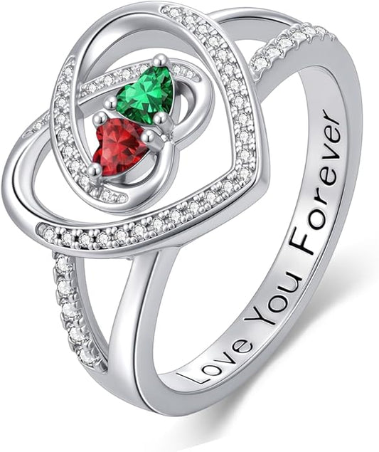Valentine's Day Gifts for Women Birthstone Rings for Women Heart Statemet Engagement Eternity Wedding Promise Rings Jewelry Anniversary Christmas Valentine Mothers Day Birthday Gifts for Wife Her Girlfriend