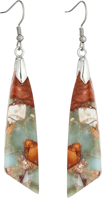 Boho Women Natural Stone Earrings Unique Healing Imperial Jasper Gemstone Energy Hypoallergenic Lightweight Dangle Drop Earrings Multiple Styles Earrings Jewelry for Birthday Party Gift
