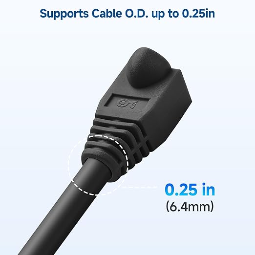 Cable Matters 200-Pack Cat6 / Cat5e RJ45 Strain Relief Boots, RJ45 Boot, Cat 6 Boot, Cat6 Ethernet Boots, Black, Suitable for 6.5mm (0.25in) Ethernet Cables