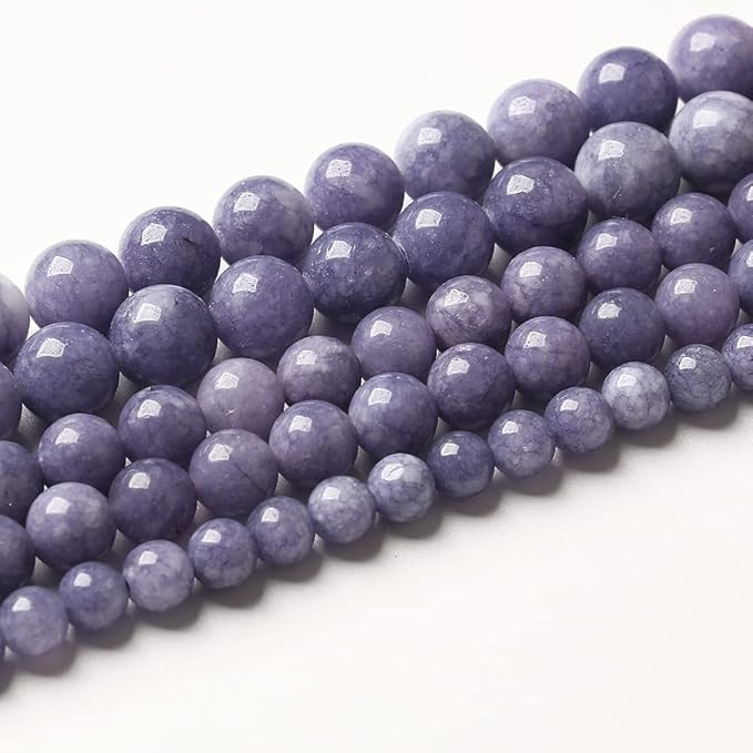 8mm 45pcs Natural Purple Angelite Stone Beads Lavender Gemstone Round Loose Beads for Jewelry Making DIY Bracelet Necklace Earrings