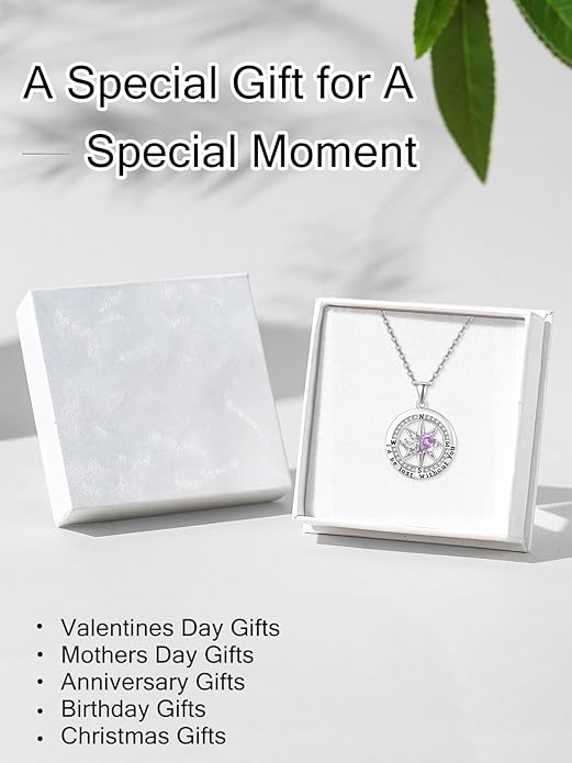 Compass Necklace for Women, Exquisite S925 Valentines Day Anniversary Birthday Gifts for Wife Her Double Birthstone Pendant Jewelry ‘I'd be Lost Without You’