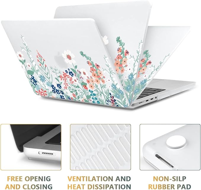 CISSOOK Matte Frosted Wildflower Hard Shell Case for MacBook Pro 14 Inch 2024 2023-2021 Release M4 A3112 A3185 A3401 M3 A2992 A2918 A2779 M2 A2442 M1, Plastic Cover for MacBook Pro 14 M1-M4 Chip