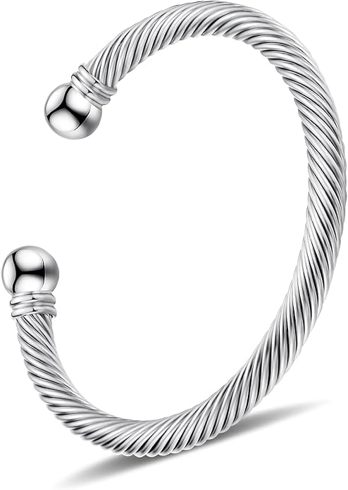 Stainless Steel Twisted Cable Wire Bracelets Adjustable Open Cuff Bangle Bracelet Vintage Jewelry Gift for Women