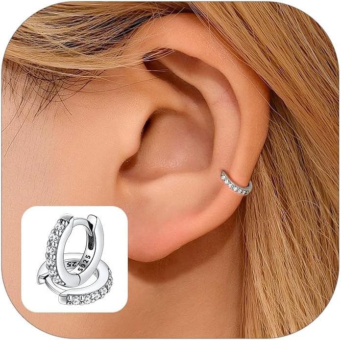 FaithHeart Sterling Silver Hoop Earrings for Women, Hypoallergenic Huggie Hoop Earrings Lightweight Small Cartilage Earrings Hoop Earring Dainty Everyday Earrings 6/8/10/12/14/15/16/18/20mm