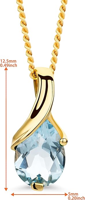 Orovi 14K Gold Necklace for Women in 14K Yellow Gold/White Gold 585 with Ruby/Sapphire/Emerald/Topaz/Amethyst Gemstone/Birthstone Pendant Necklace and Gold Chain 17.7 ″ Long - Women's Jewelry