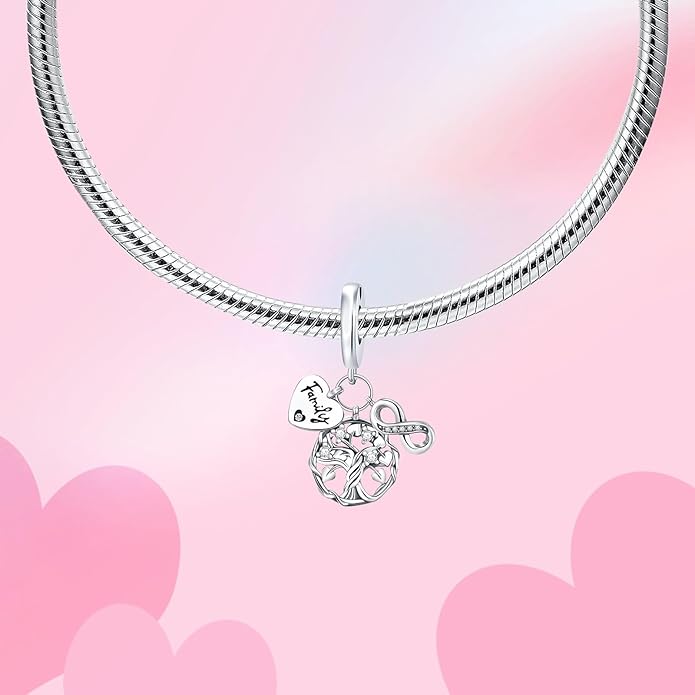 Bible Family Mom Wife Love Heart Dangle Charm 925 Sterling Silver Charms fits Bracelets and Necklace Pendant Bead Charms Jewelry Present for Women Family Friends