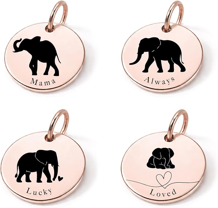 SM Design Mama Animal Charm Set – Set of 4 Stainless Steel Charms – Motherhood & Family Keepsake Jewelry Charmss