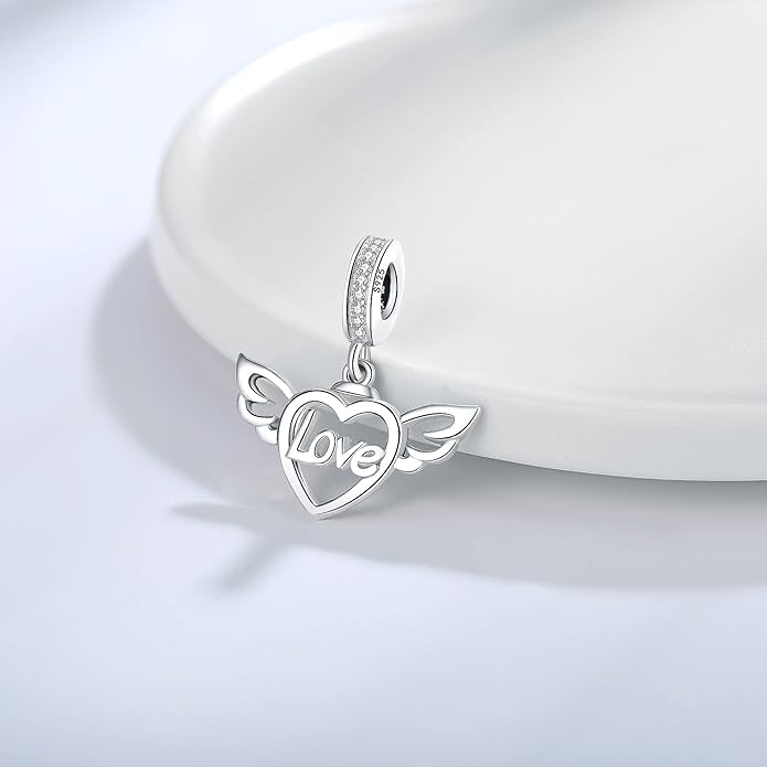 925 Sterling Silver Charms Fit Pandora Charms Bracelet I Love You to The Moon and Back Fit Wife Mom Christmas Birthday Gift