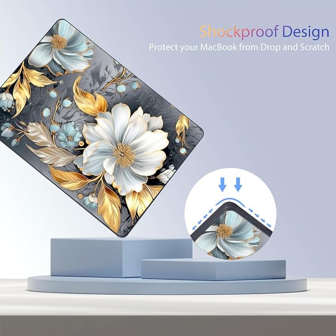 Teryeefi Pattern Hard Case Compatible with MacBook Air 13 inch Case 2021-2018 M1 A2337 A2179 A1932 with Retina Display, Plastic Hard Shell + Keyboard Cover + Screen Protector, W-Modern Abstract Art