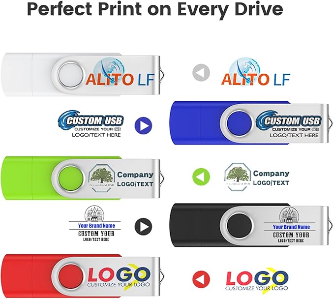 Customizable 4GB Flash Drive 10 Pack, ABLAZE Dual USB 2.0+ Type C Thumb Drives with Logo Personalized USB Memory Sticks (Mixed Colors)