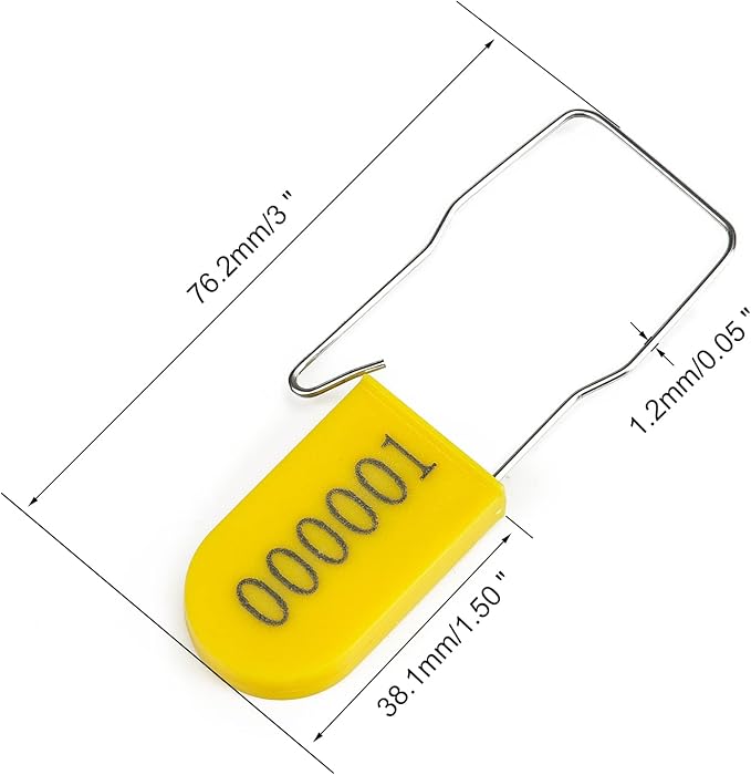500PCS Plastic Padlock Security Seals Metal Wire Padlocks Electric Meter Seal Disposable Anti-Tamper Lock Numbered Anti Tamper Tag Hasps Yellow
