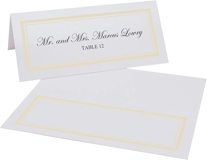 Double Line Border Printable Place Cards, Ivory (Choose Color), Set of 60 (10 Sheets), Laser & Inkjet Printers - Wedding, Party, Dinner, and Special Events - Made in the USA