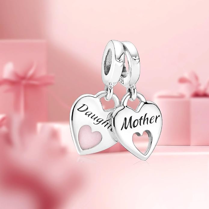 Family Mom Heart Charms 925 Sterling Silver Bead for Bracelets and Necklaces For Women Jewelry Present
