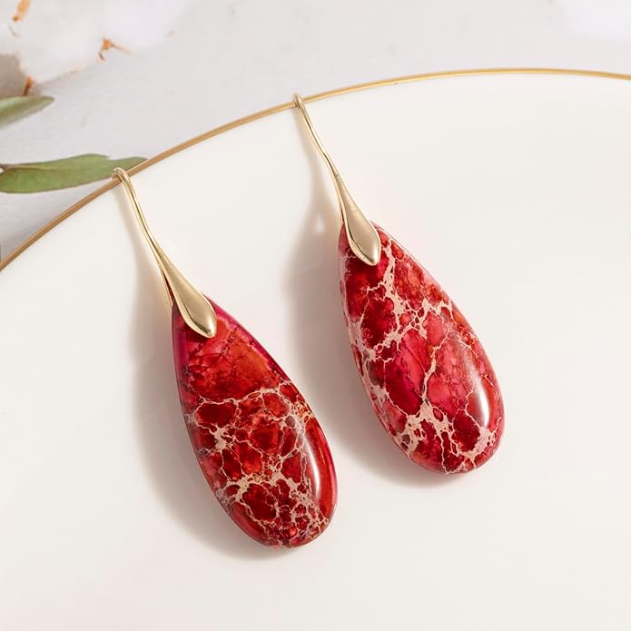 SELOVO Stone Fishhook Dangle Drop Earrings Statement Earrings for Women Stone